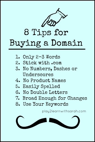 8 Tips for Buying a Domain | Play 2 Learn with Sarah