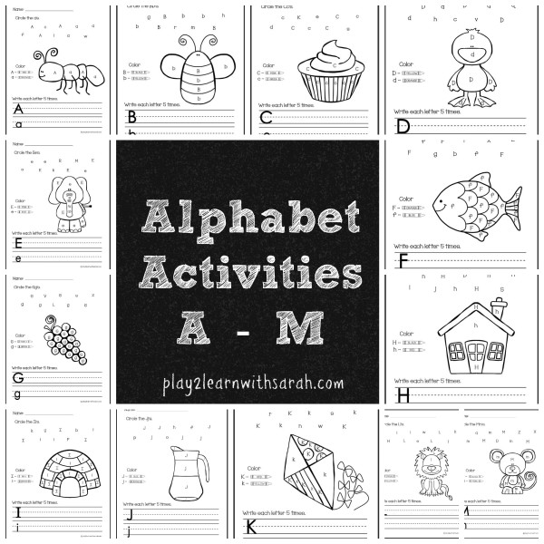 Alphabet Activities A - M | Play 2 Learn with Sarah