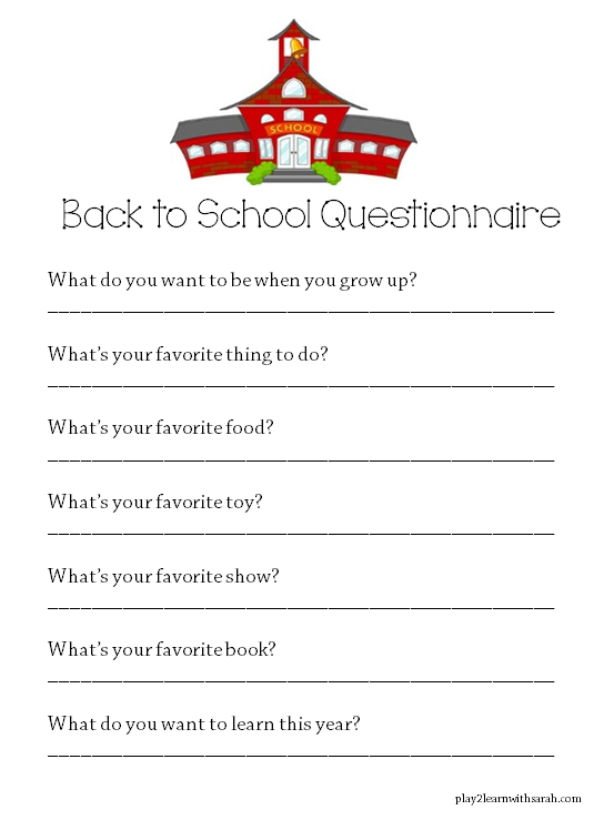 Back to School Questionnaire