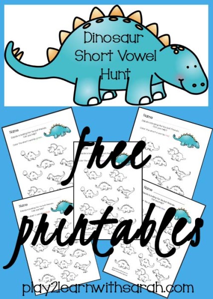 Dinosaur Short Vowel Hunt | Play 2 Learn with Sarah