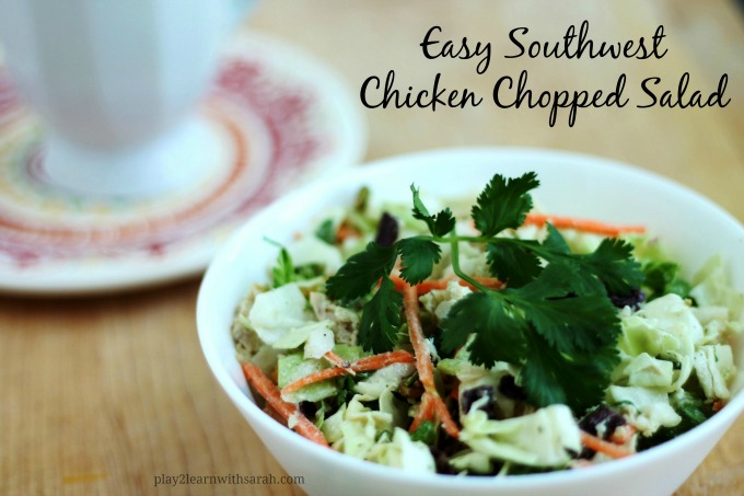 Easy Southwest Chicken Chopped Salad - By just adding a little chicken to this salad kid, you have a healthy hearty lunch.