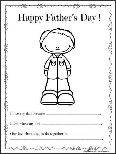 Father's Day Printable | Play 2 Learn with Sarah