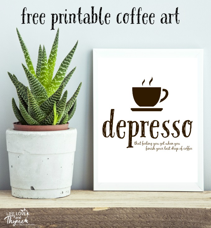 Free Printable Coffee Art - This fun free printable will be the perfect fun wall art for your office or kitchen.