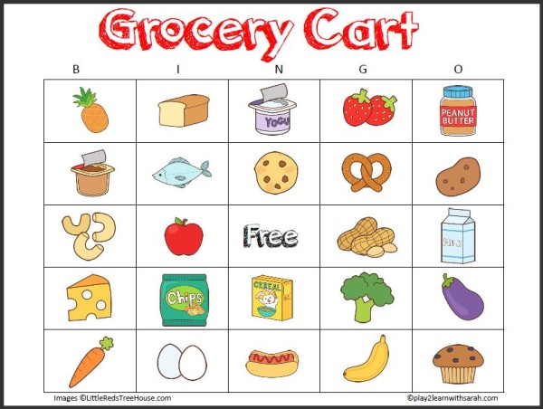 Grocery Cart Bingo | Play 2 Learn with Sarah