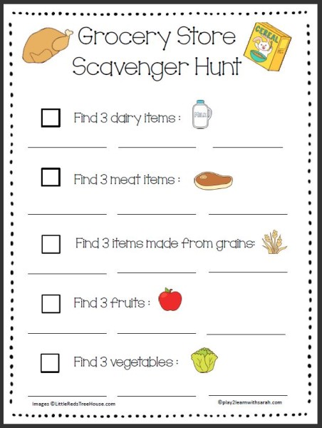 Grocery Store Scavenger Hunt | Play 2 Learn with Sarah