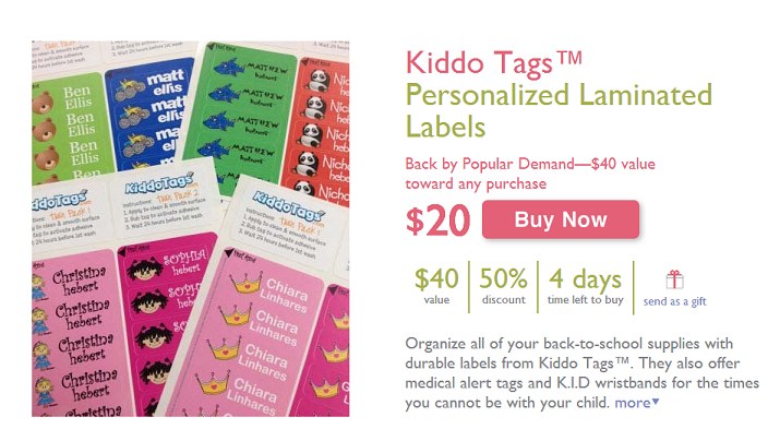 Kiddo tags - 50% off