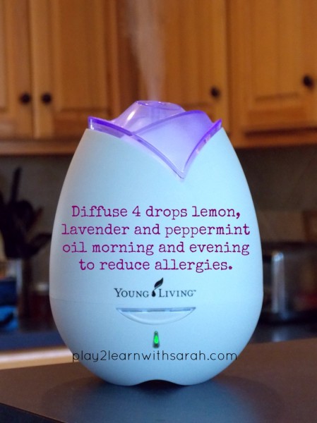 Diffuse 4 drops lemon, peppermint & lavender twice a day to help with allergies | Play 2 Learn with Sarah