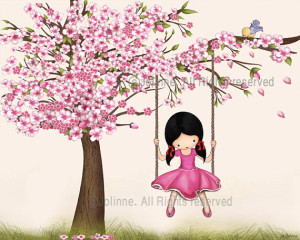 girl swinging on tree